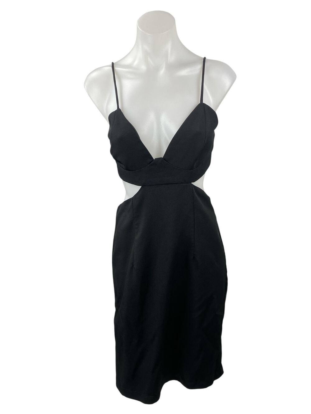 Bardot Women's Black Sleeveless Cutout V Neck Cami Mini Bodycon Dress Size M